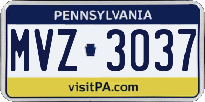 PA license plate MVZ3037