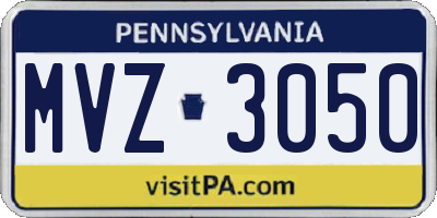 PA license plate MVZ3050