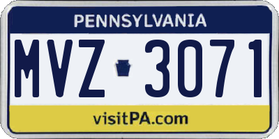 PA license plate MVZ3071