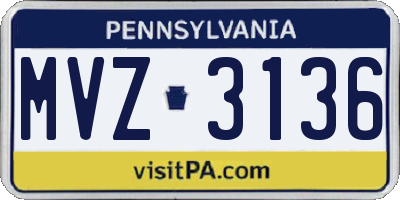 PA license plate MVZ3136