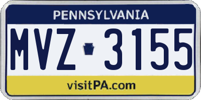 PA license plate MVZ3155