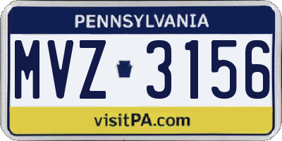 PA license plate MVZ3156