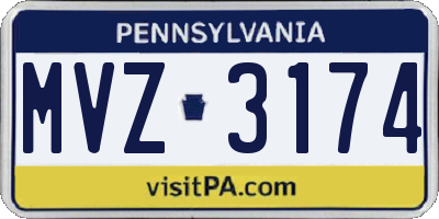 PA license plate MVZ3174