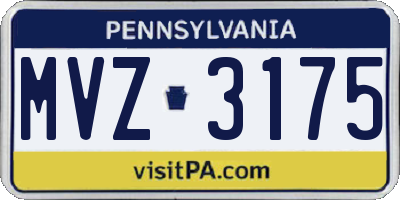 PA license plate MVZ3175