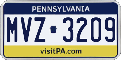 PA license plate MVZ3209