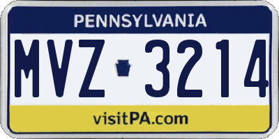 PA license plate MVZ3214