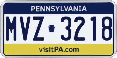 PA license plate MVZ3218