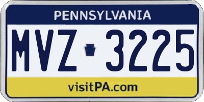 PA license plate MVZ3225
