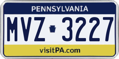 PA license plate MVZ3227