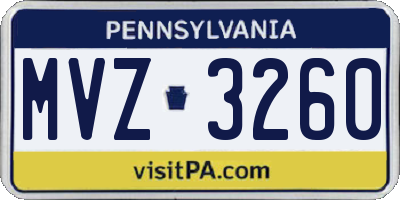 PA license plate MVZ3260
