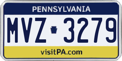 PA license plate MVZ3279