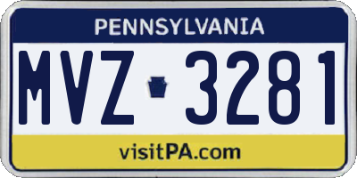 PA license plate MVZ3281