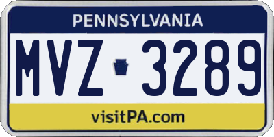 PA license plate MVZ3289