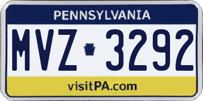 PA license plate MVZ3292
