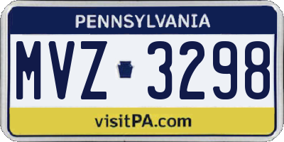 PA license plate MVZ3298