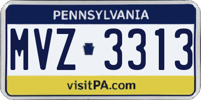 PA license plate MVZ3313