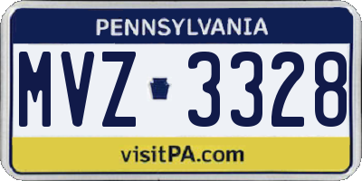 PA license plate MVZ3328