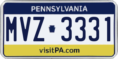 PA license plate MVZ3331
