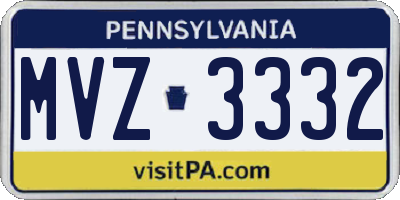 PA license plate MVZ3332