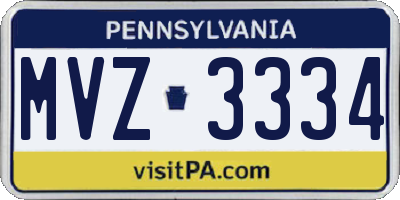 PA license plate MVZ3334