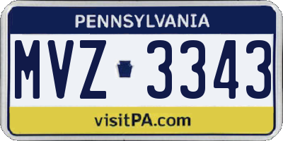 PA license plate MVZ3343