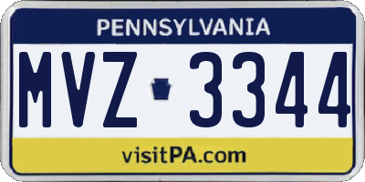 PA license plate MVZ3344