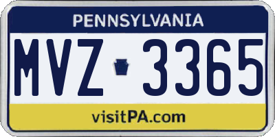 PA license plate MVZ3365