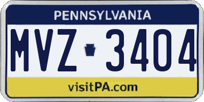 PA license plate MVZ3404