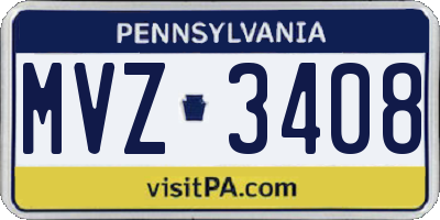 PA license plate MVZ3408