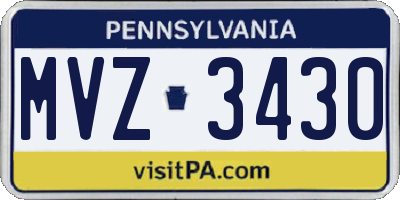PA license plate MVZ3430