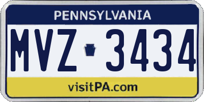 PA license plate MVZ3434