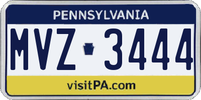 PA license plate MVZ3444