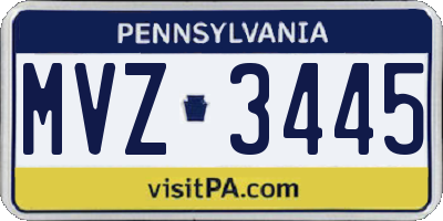 PA license plate MVZ3445