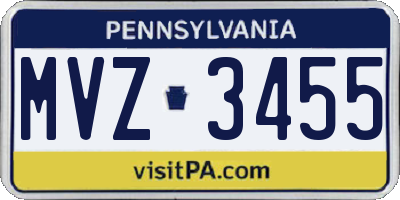PA license plate MVZ3455