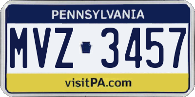 PA license plate MVZ3457