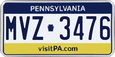 PA license plate MVZ3476