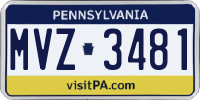 PA license plate MVZ3481