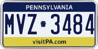 PA license plate MVZ3484