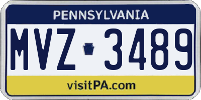 PA license plate MVZ3489