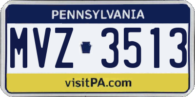 PA license plate MVZ3513