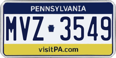 PA license plate MVZ3549