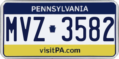 PA license plate MVZ3582