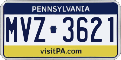 PA license plate MVZ3621