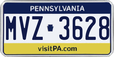 PA license plate MVZ3628