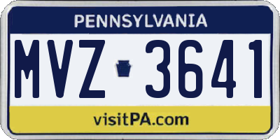 PA license plate MVZ3641