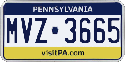 PA license plate MVZ3665