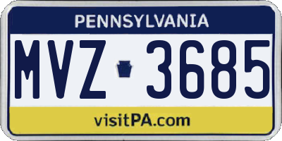 PA license plate MVZ3685