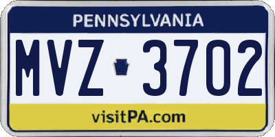 PA license plate MVZ3702