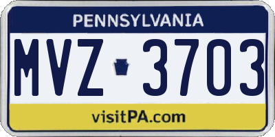 PA license plate MVZ3703