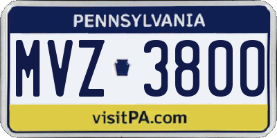 PA license plate MVZ3800